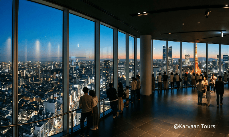 Tokyo City View observation deck at Roppongi Hills Mori Tower with panoramic city skyline"