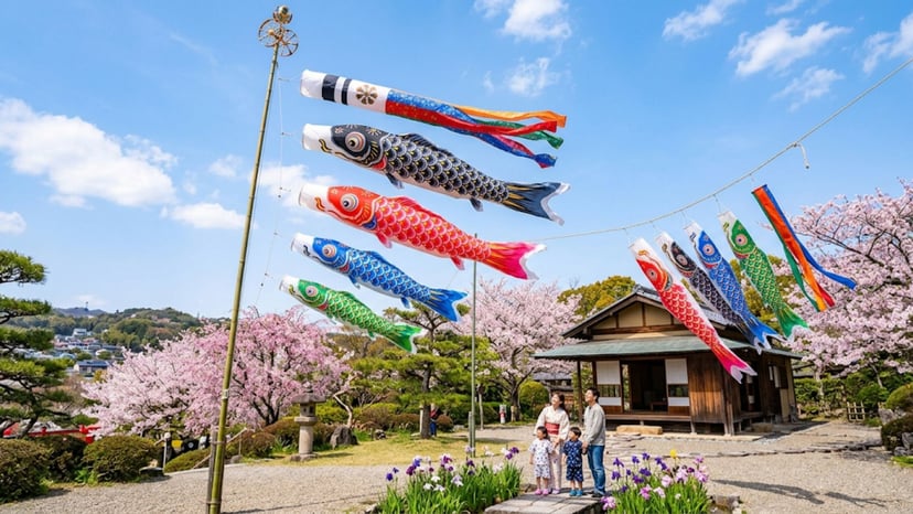 Traditional Children's Day carp streamers in Japan.