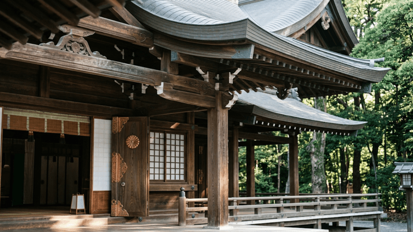 Traditional wooden architecture of Meiji Jingu main shrine.
