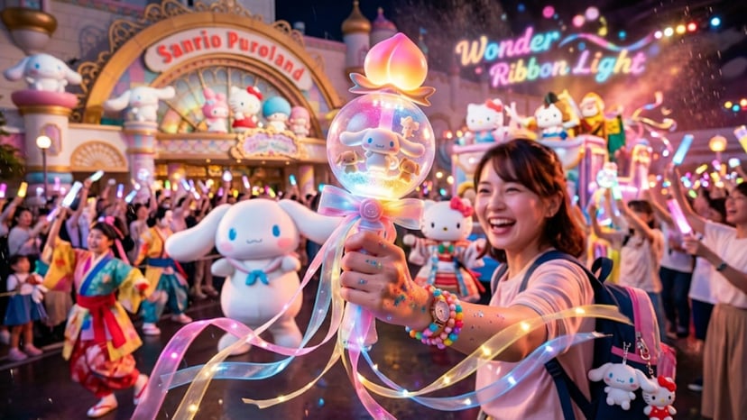 Glowing interactive light wands used by visitors during the Quest of Wonders Parade.