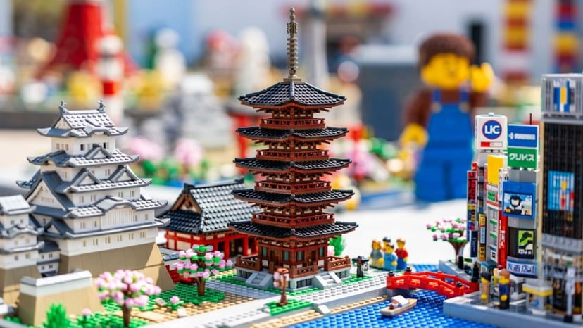 Detailed LEGO models of Japanese landmarks at LEGOLAND Japan.