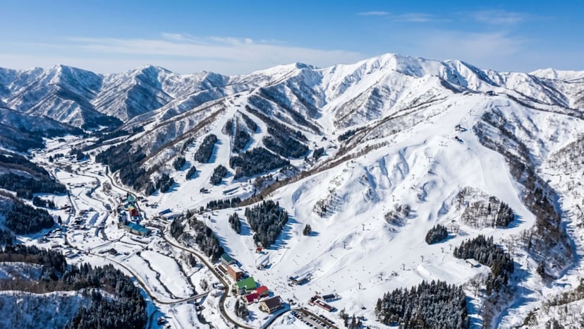 Aerial view showing the vast landscape of Kagura, Mitsumata, and Tashiro areas.