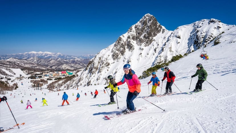 Bright spring skiing conditions at Kagura Ski Resort in May.