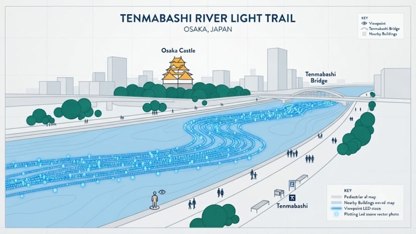 Map of Tenmabashi area and Okawa River festival hub