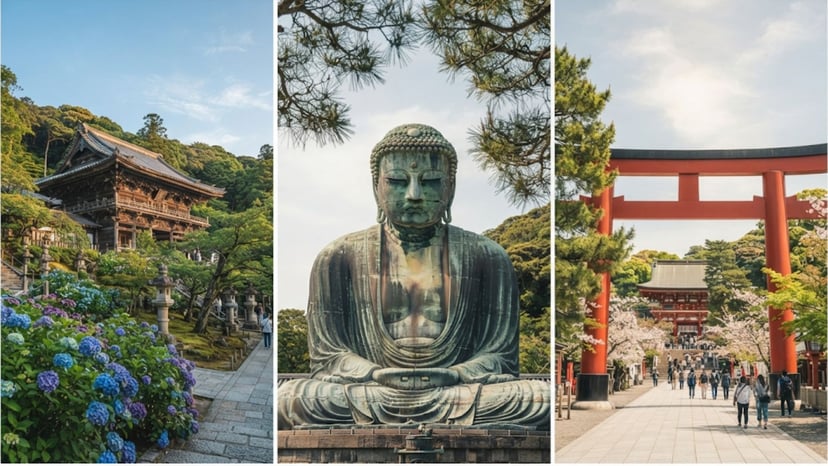 Comparison of Hasedera, Kotoku-in, and Tsurugaoka Hachimangu