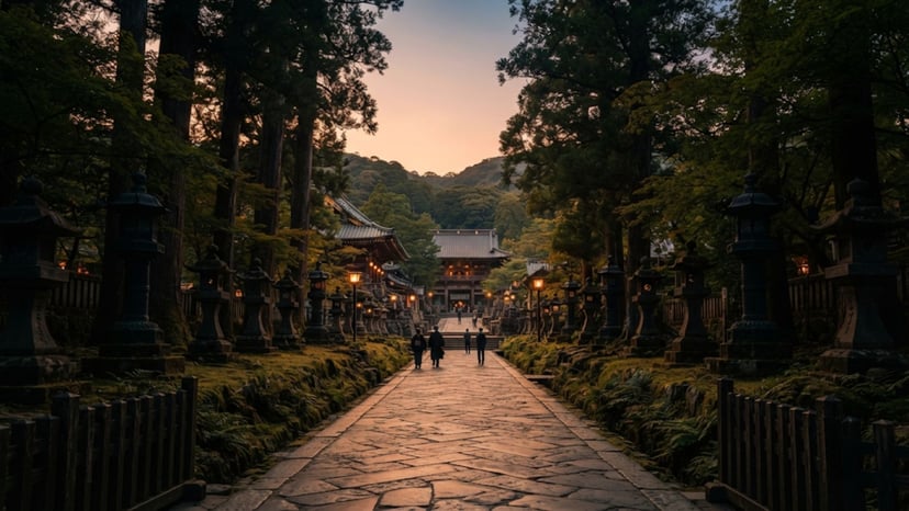 Calm and serene atmosphere at Hasedera Temple near closing time