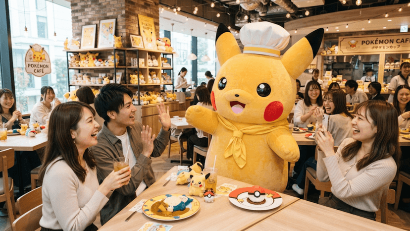 Chef Pikachu character appearance at Pokémon Cafe Tokyo