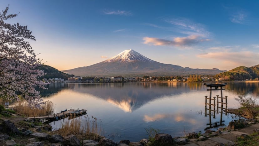 Stunning view of Mount Fuji from Lake Kawaguchi