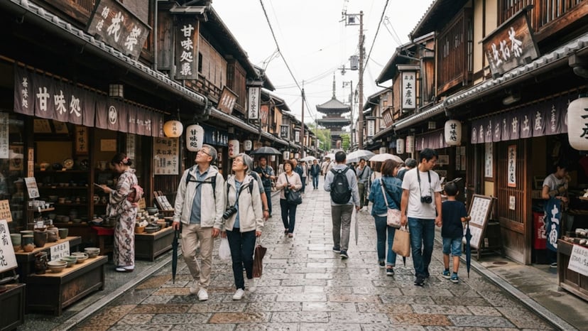 Visitors enjoying a guided walking tour through Kawagoe's preserved streets.