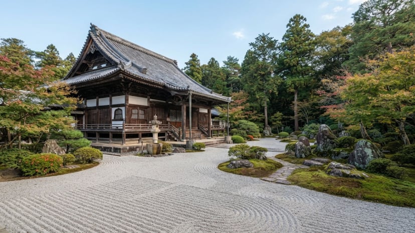 The peaceful gardens and traditional architecture at Kitain Temple, Kawagoe.