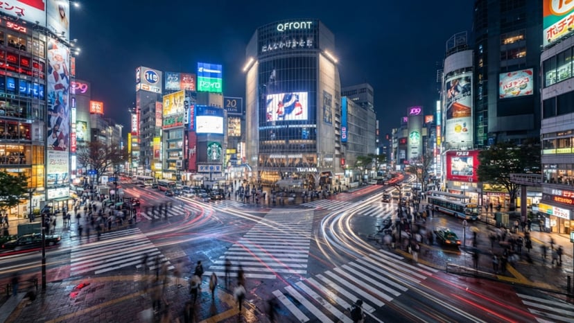 Shibuya Crossing neon lights