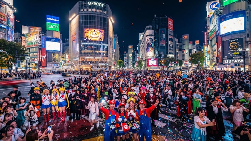 Halloween crowd in Shibuya