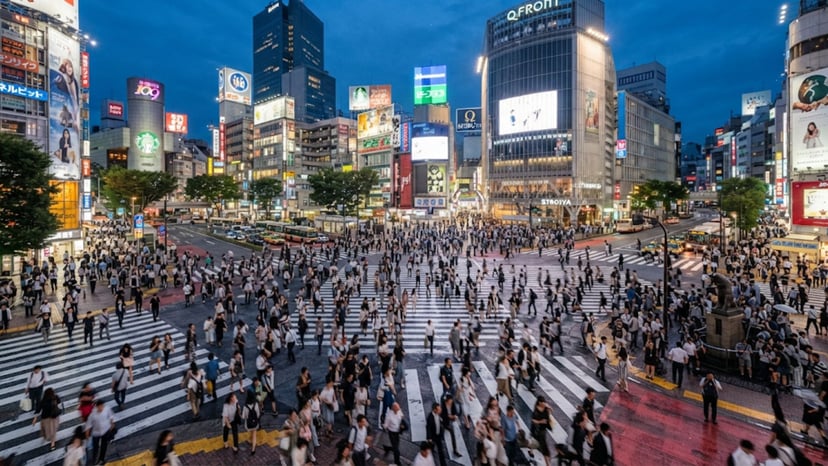 People crossing in harmony
