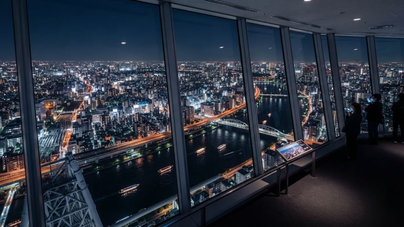 Stunning night view from Tokyo Skytree observation deck.