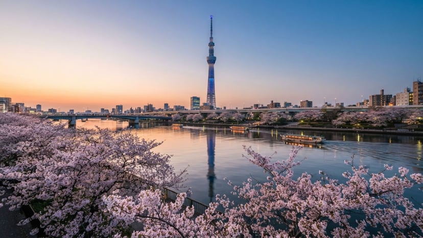 Scenic view of Tokyo Skytree from Sumida River.