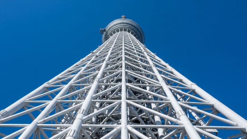 Modern steel architecture of Tokyo Skytree.