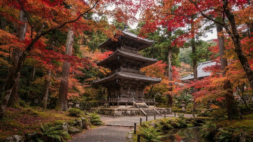 The three-storey wooden pagoda at Sankeien Garden.