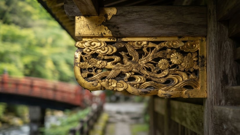 Intricate gold-leaf carvings at the Toshogu Shrine.