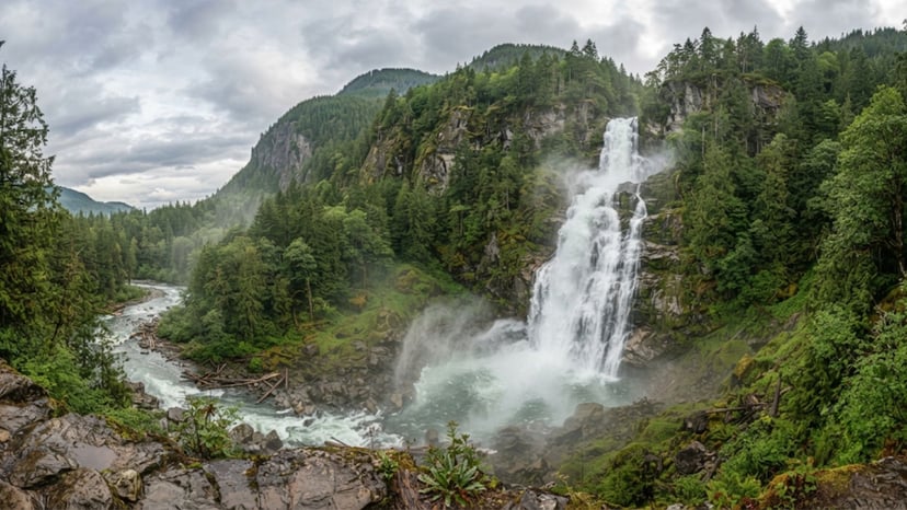 The powerful Kegon Falls dropping into a pool.