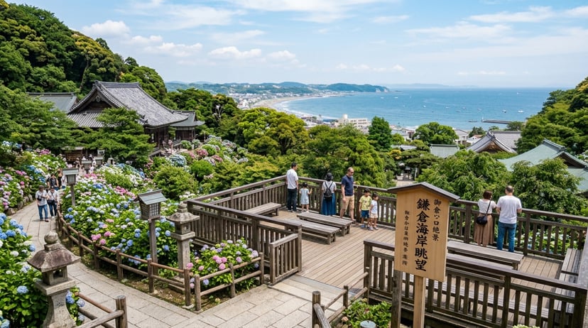 Ocean view of Sagami Bay from Hasedera terrace.