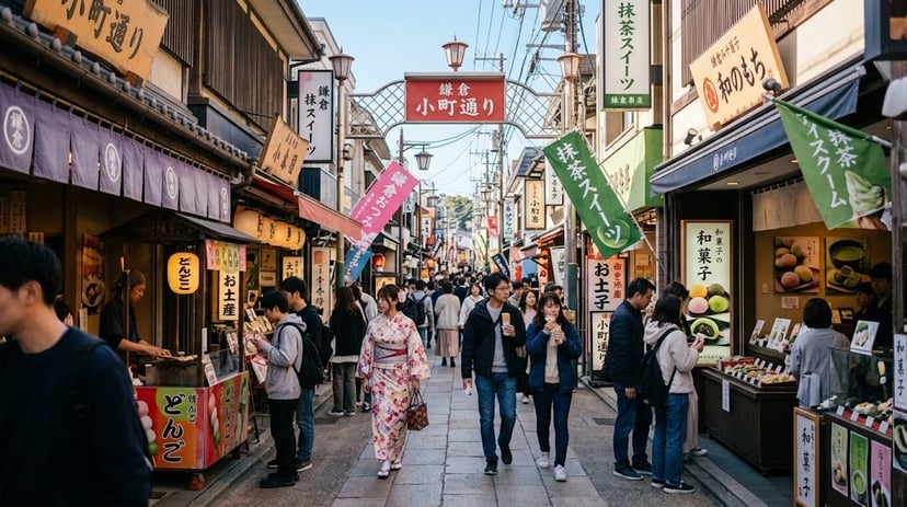 Komachi-dori shopping street in Kamakura Japan