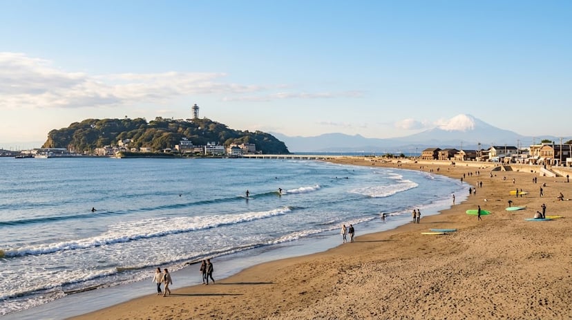 Kamakura Beach and coastal scenery in Japan