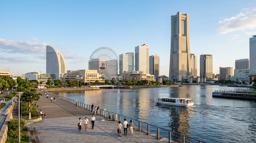 Minato Mirai waterfront skyline in Yokohama Japan